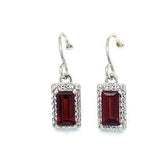 Sterling Silver Garnet Dangle Earrings with White Topaz